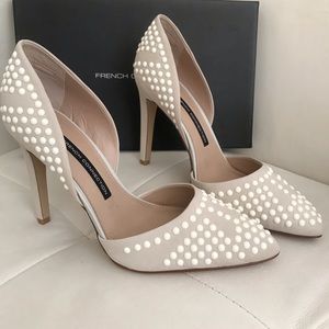 French connection cream studded shoes